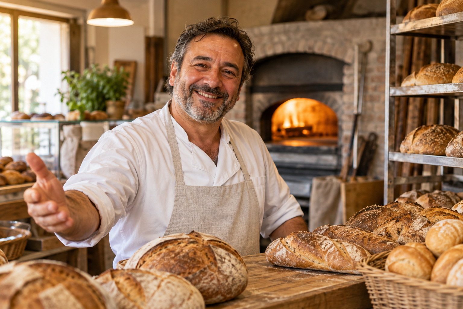 Fotografia dimostrativa di Antonio nel suo lavoro di panettiere